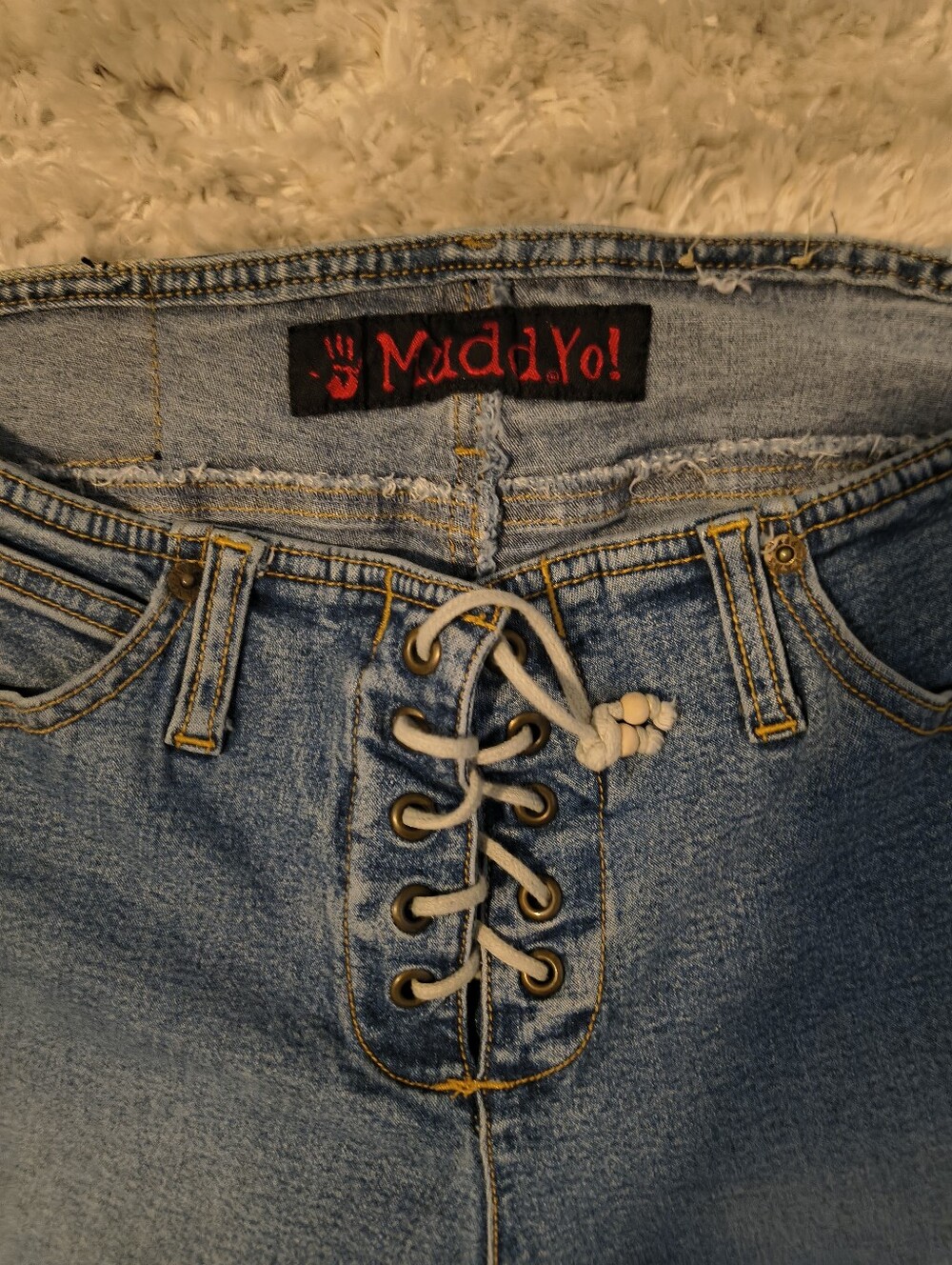 Retro  Mudd Flare  Blue Lace-Up Low Rise Jeans